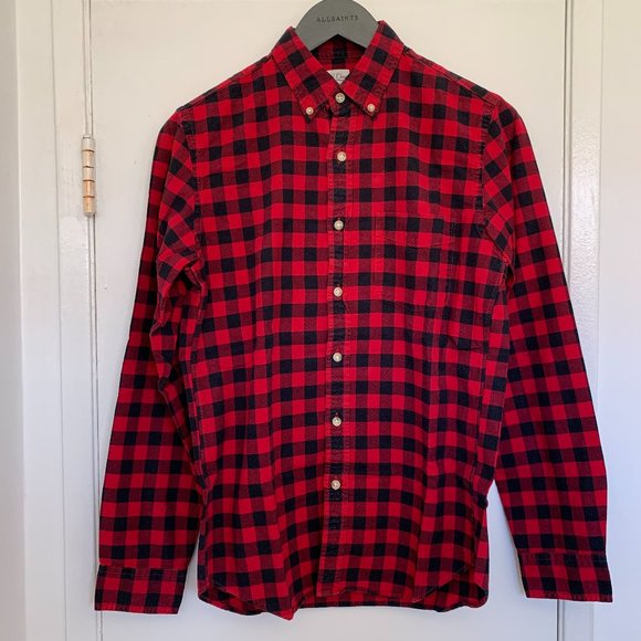 Pre-owned Men's J Crew Buffalo Plaid Flannel Shirt Size Small